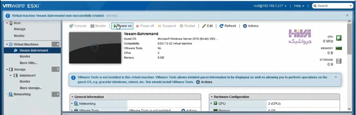 ایجاد ماشین مجازی در ESXi