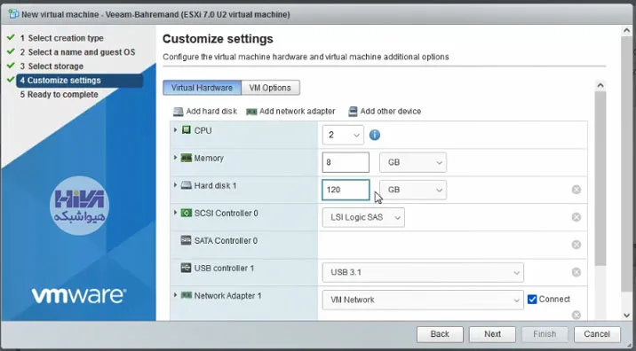 ایجاد ماشین مجازی در ESXi