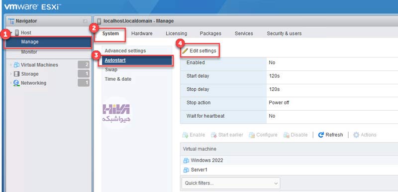پیکربندی Auto Start ماشین های مجازی