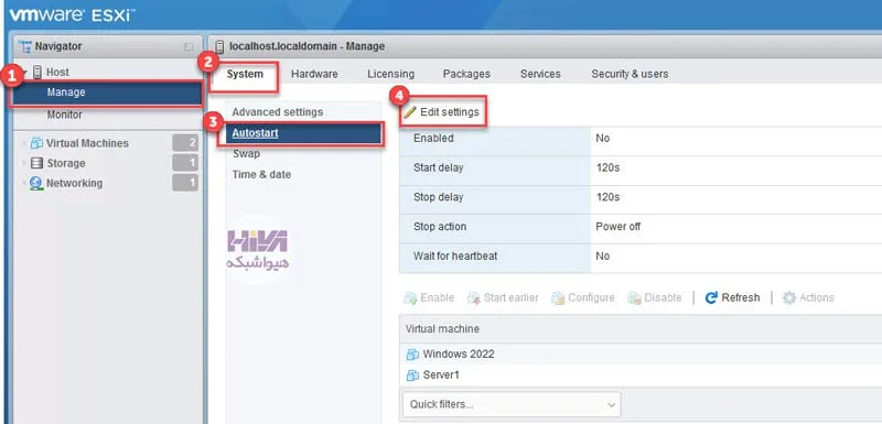 پیکربندی Auto Start ماشین های مجازی