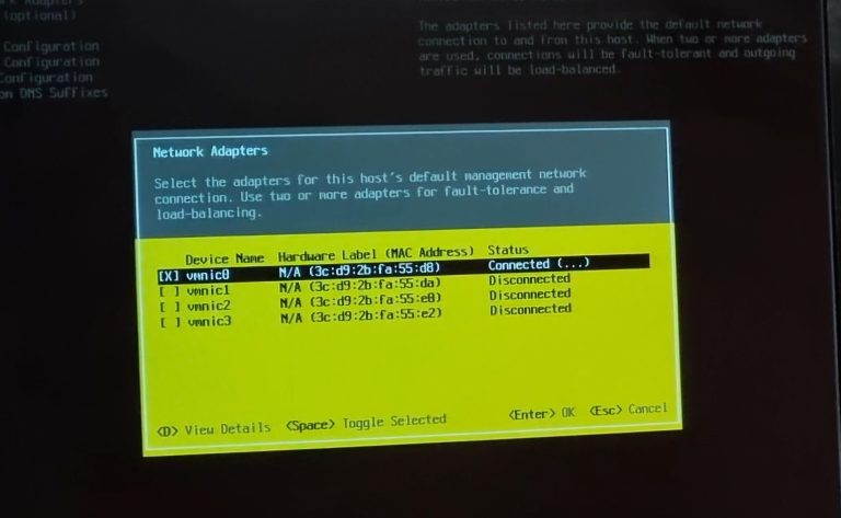 پیکربندی ESXi